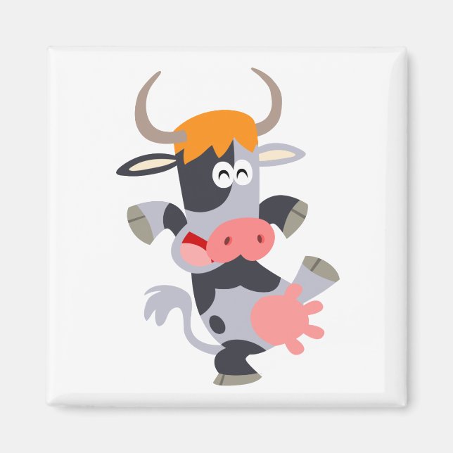 Niedlich Dancing Cartoon Cow Magnet (Vorne)