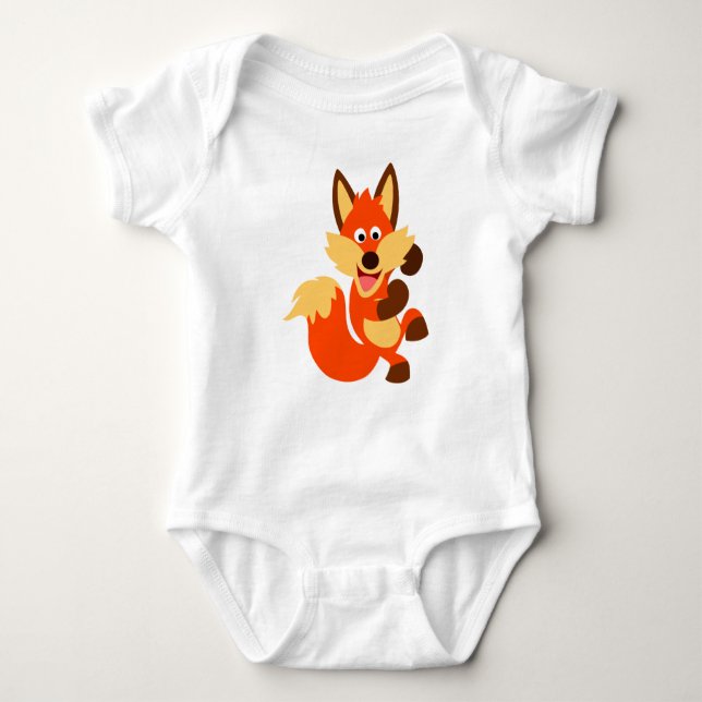 Niedlich Dancing Cartoon Fox Baby Bodysuit Strampler (Vorderseite)