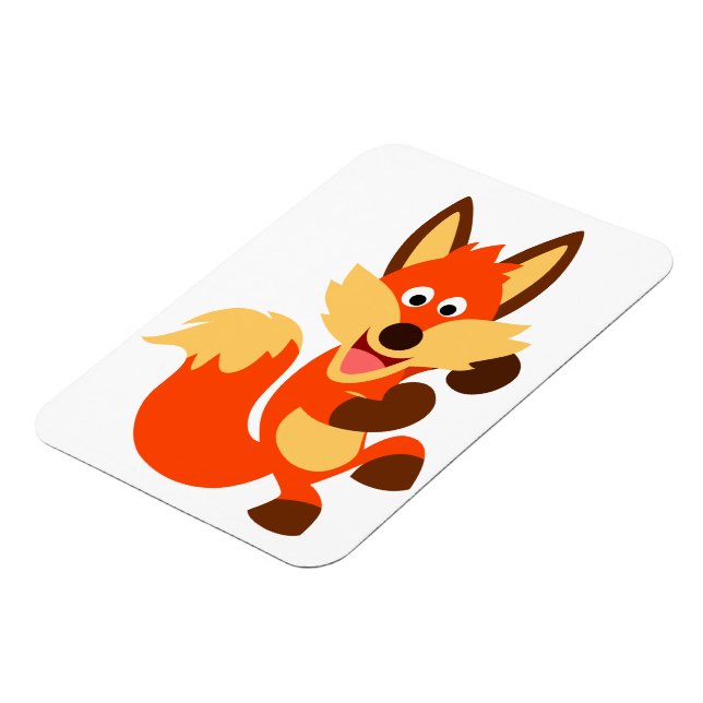 Niedlich Dancing Cartoon Fox Flexible Magnet (Linke Seite)