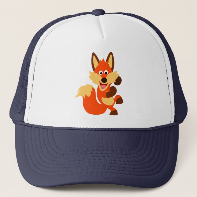 Niedlich Dancing Cartoon Fox Hat Truckerkappe (Vorderseite)