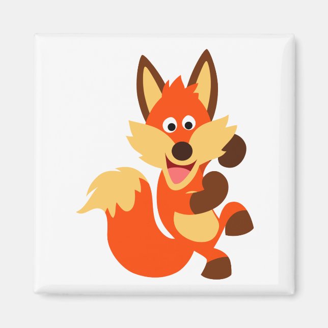 Niedlich Dancing Cartoon Fox Magnet (Vorne)