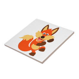 Niedlich Dancing Cartoon Fox Tile Fliese