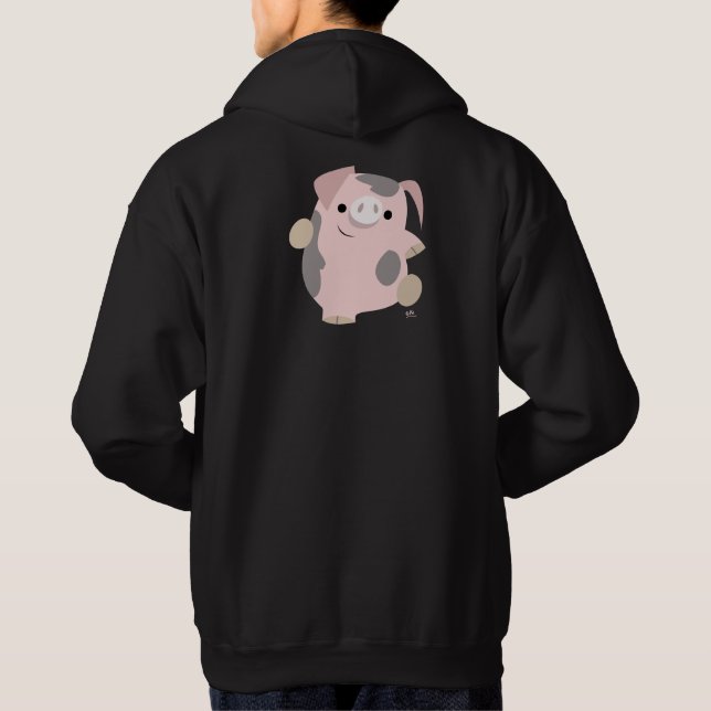Niedlich Dancing Cartoon Pig Hoodie (Rückseite)