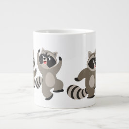 Niedlich Dancing Cartoon Raccoons Jumbo-Tasse