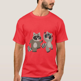 Niedlich Dancing Cartoon Raccoons T-Shirt