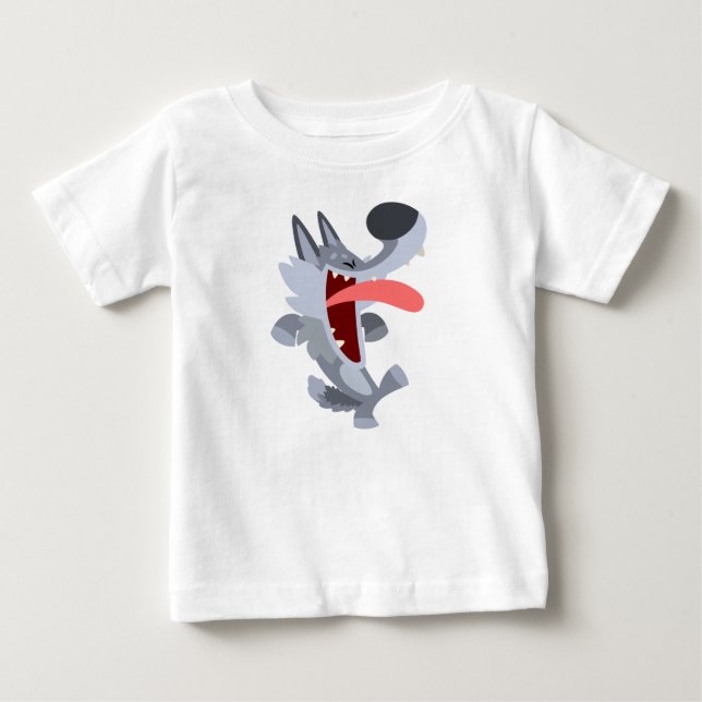 Niedlich Dancing Cartoon Wolf Baby T - Shirt (Vorderseite)