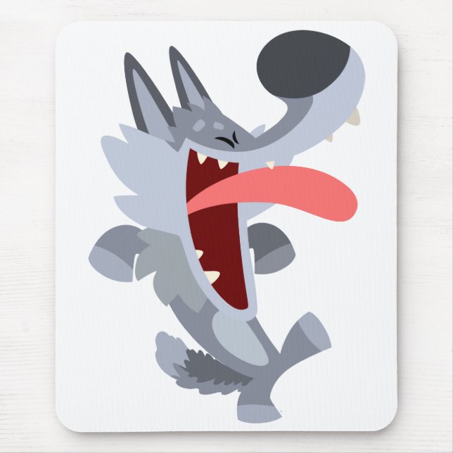 Niedlich Dancing Cartoon Wolf Mousepad (Vorne)