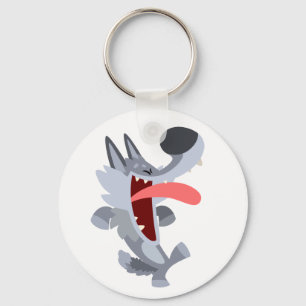 Niedlich Dancing Cartoon Wolf Schlüsselanhänger
