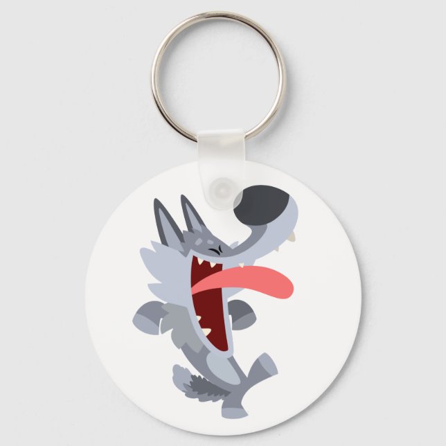 Niedlich Dancing Cartoon Wolf Schlüsselanhänger (Vorderseite)