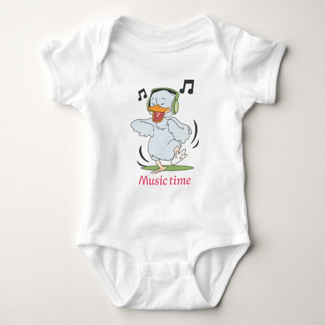 Niedlich Dancing Duck Baby Bodysuit - Music Time D Strampler (Vorderseite)