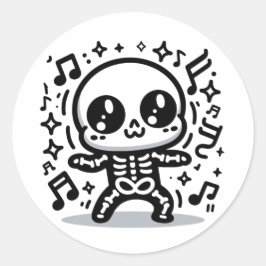 Niedlich Dancing Skeleton Funny Kawaii Halloween D Runder Aufkleber