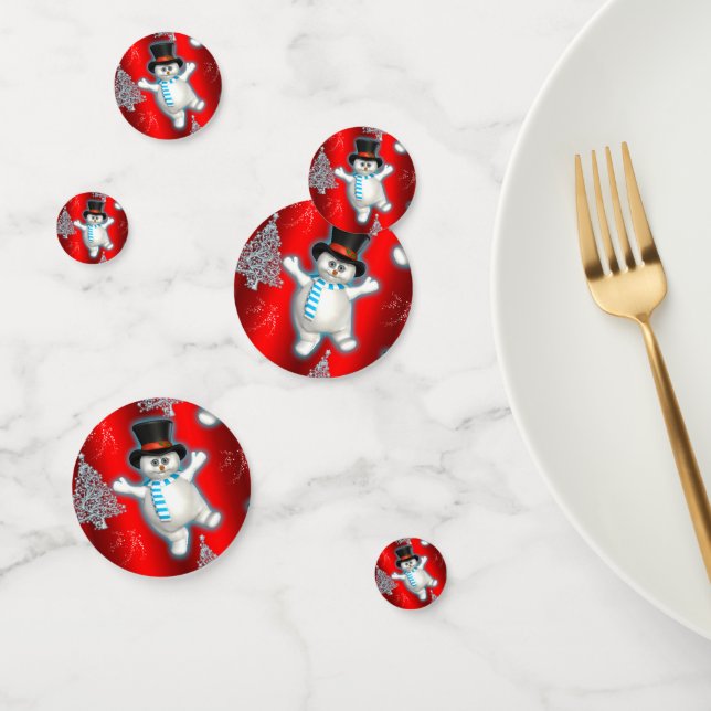 Niedlich Dancing Snowman Red Christmas Konfetti (Gruppe)