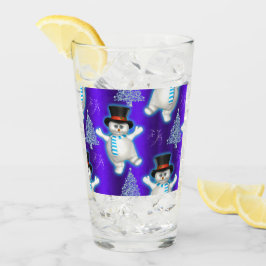 Niedlich Dancing Snowmen Weihnachten Blau Glas