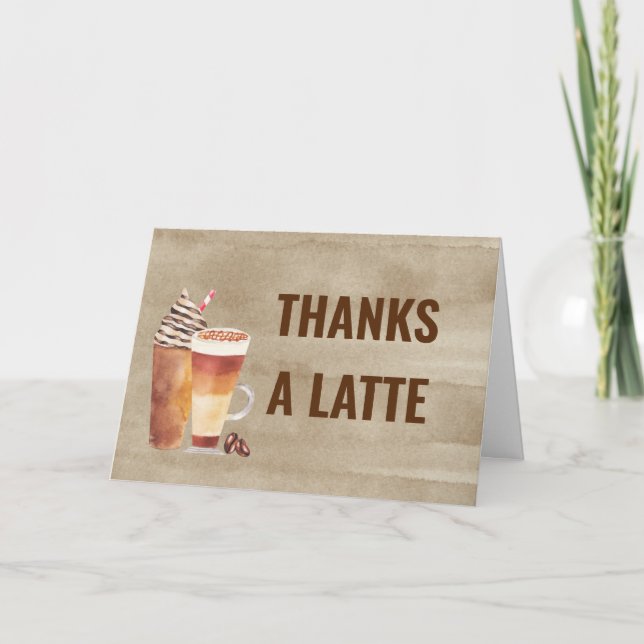 Niedlich dank eines Latte Coffee Drinks Dankeskarte (Vorderseite)