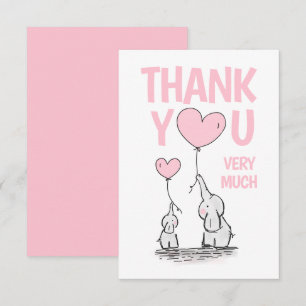 Niedlich DANK IHNEN Baby Dusche Elephant Pink BLAN Dankeskarte