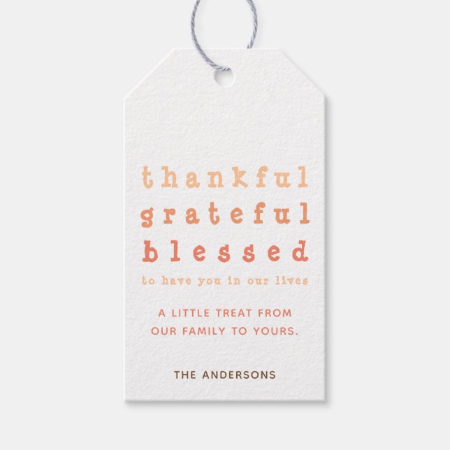 Niedlich dankbar dankbar, gesegnet Erntedank Lecke Geschenkanhänger (Vorderseite)