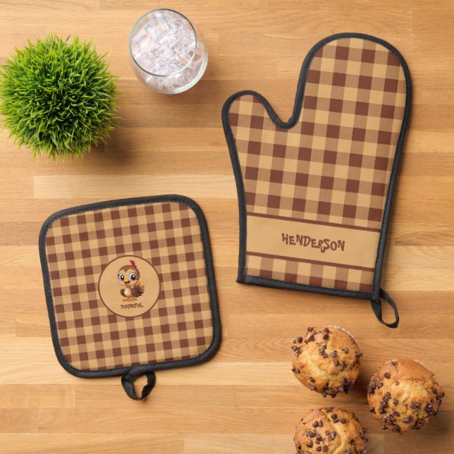 Niedlich Dankbarer Erntedank Türkei Ofenhandschuh & Topflappen-Set (Oben Unten)