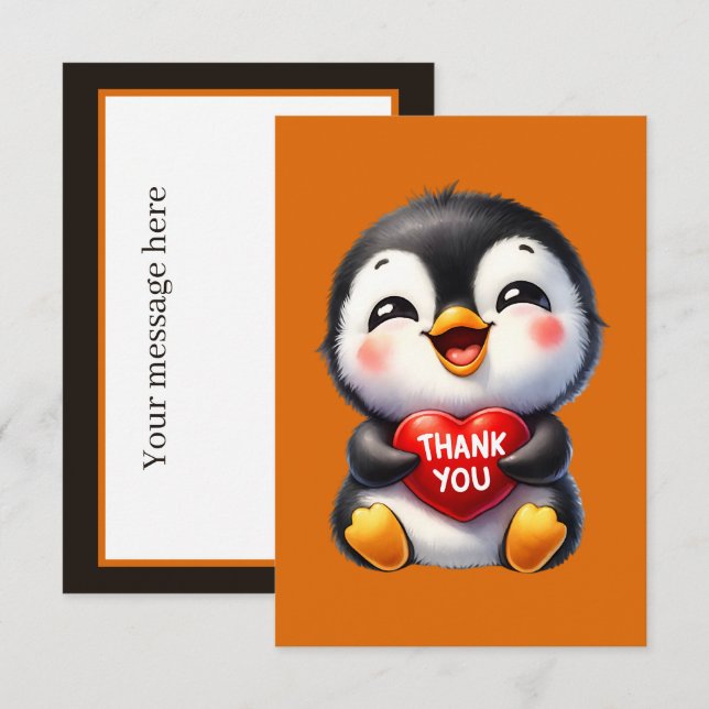 Niedlich Dankeschön, dass Sie Nachricht Pinguin hi Mitteilungskarte (Vorne/Hinten)