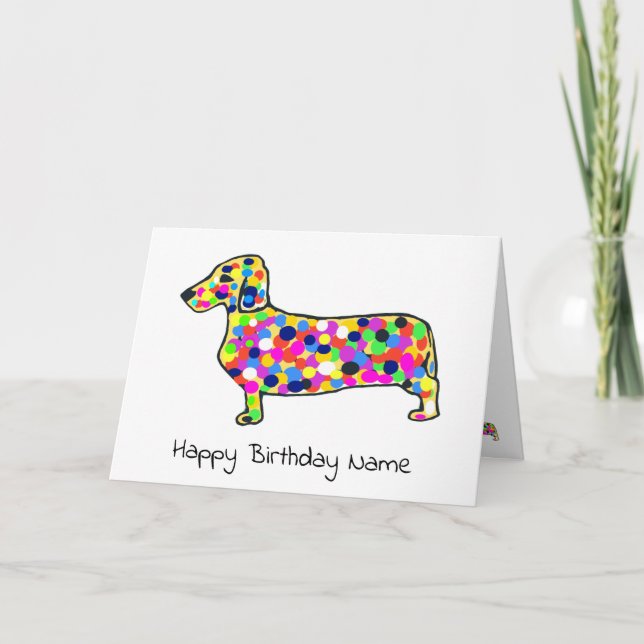 Niedlich Daschund Dog Mosaic Geburtstag Karte (Vorderseite)