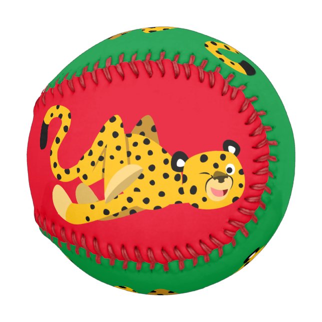 Niedlich Dashing Cartoon Cheetah Baseball (Vorne Rechts)