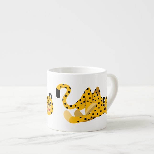 Niedlich Dashing Cartoon Cheetah Espressotasse (Vorderseite Rechts)