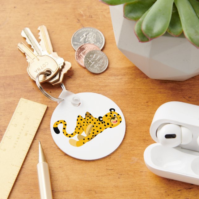 Niedlich Dashing Cartoon Cheetah Schlüsselanhänger (Schreibtisch)