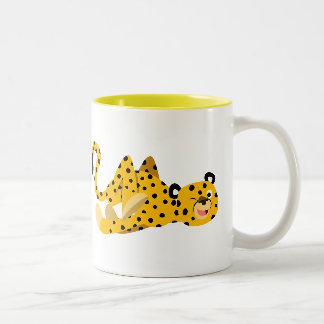 Niedlich Dashing Cartoon Cheetah Zweifarbige Tasse (Rechts)