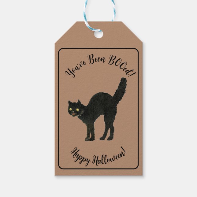 Niedlich, dass du eine Halloween-Schwarzkatze gewo Geschenkanhänger (Vorderseite)