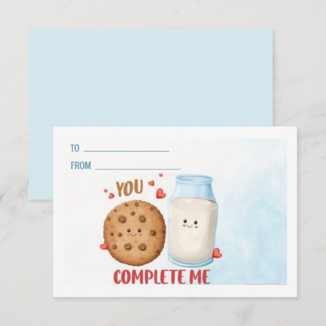 Niedlich, dass Sie mir Milch und Cookies Valentine Mitteilungskarte (Vorne/Hinten)