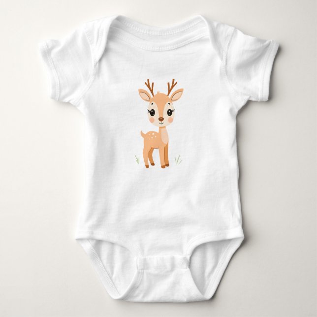 Niedlich Deer Baby Jersey Bodysuit Strampler (Vorderseite)