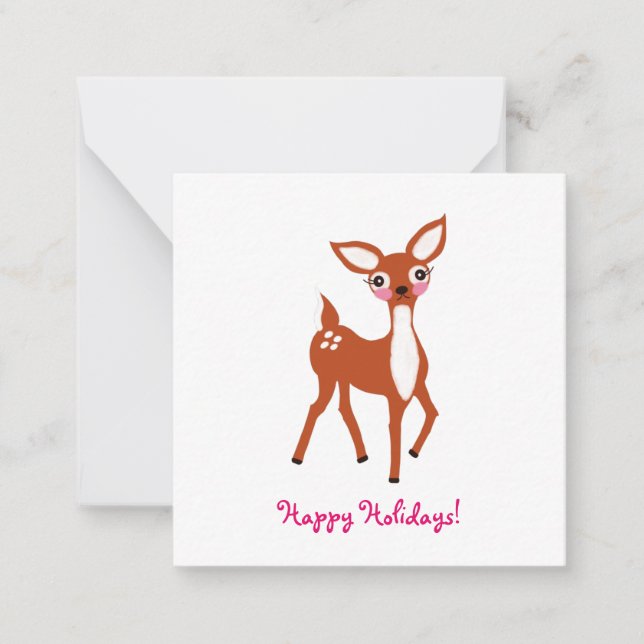Niedlich Deer Mini Weihnachten Mitteilungskarte (Vorderseite)