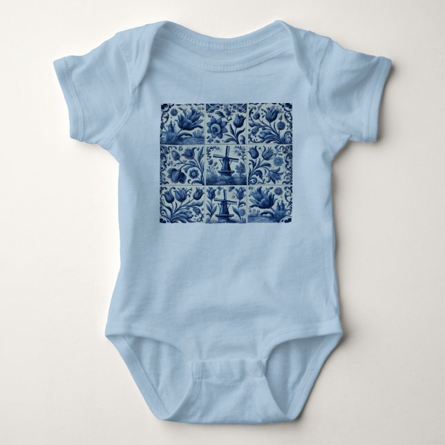 Niedlich Delft Tiles Baby Bodysuit Strampler (Vorderseite)