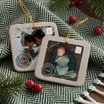 Niedlich Delivery Parcel Baby Birth Announcement F Keramikornament<br><div class="desc">Eine niedliche und einzigartige Ankündigung der Geburt bewahrt Sake-Ornament, um Ihren Weihnachtsbaum zu schmücken. Es ist auch ein einzigartiges Geschenk für die Familie zu schätzen. Feiern Sie die Ankunft Ihres neuesten kleinen Familienmitglieds mit unserer einfachen Weihnachtspaket-Paket Foto-Geburtshilfeschreibung Weihnachtsschmuck. Das Design zeichnet sich durch ein braunes Imitat-Krafttextur-Design aus, das einer verpackten...</div>