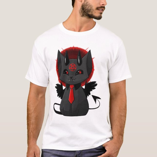 Niedlich Demon Cat Ästhetischer T - Shirt Kawaii G (Vorderseite)