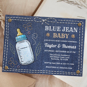 Niedlich Denim Blue Jean Baby Einladung