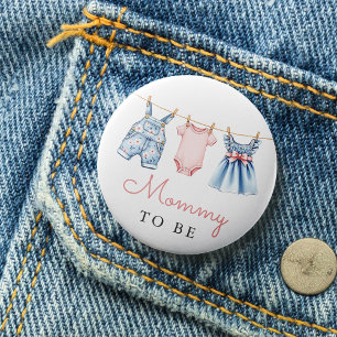 Niedlich Denim Blue Jean Girl Mommy zu sein Button