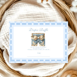 Niedlich Denim Teddy Bear Baby Shower Diapper Raff Begleitkarte