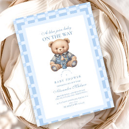 Niedlich Denim Teddy Bear Babydusche Einladung