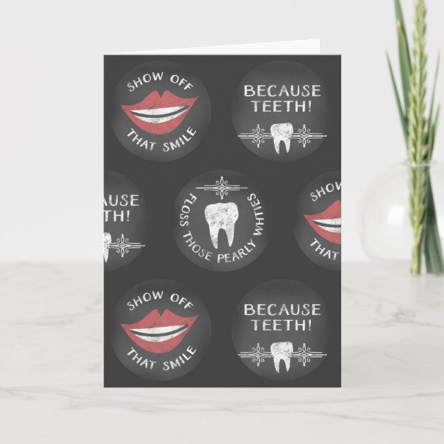 Niedlich Dentist Pattern - Funny Dental Hygienic Karte (Vorderseite)