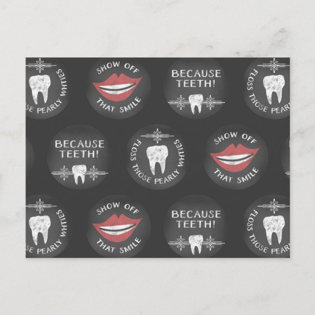 Niedlich Dentist Pattern - Funny Dental Hygienic Postkarte (Vorderseite)