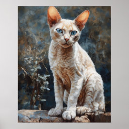 Niedlich Devon Rex Cat Art Print Poster