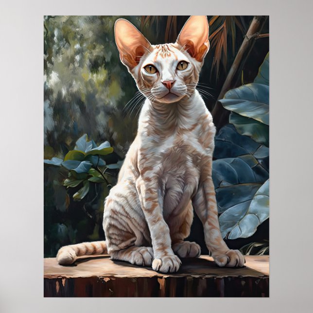 Niedlich Devon Rex Cat Art Print Poster (Vorne)