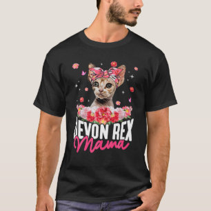 Niedlich Devon Rex Mama Blume Bandana Cat Lover Mo T-Shirt