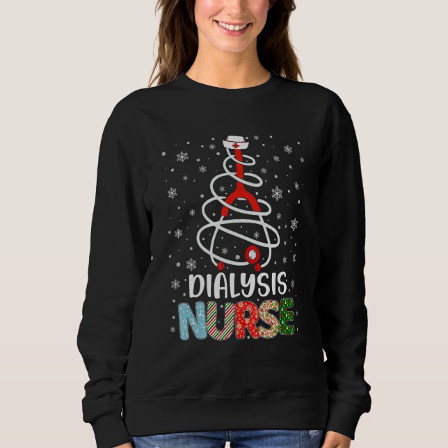 Niedlich Dialysis Nurse Xmas Tree Frohe Weihnachts Sweatshirt (Vorderseite)