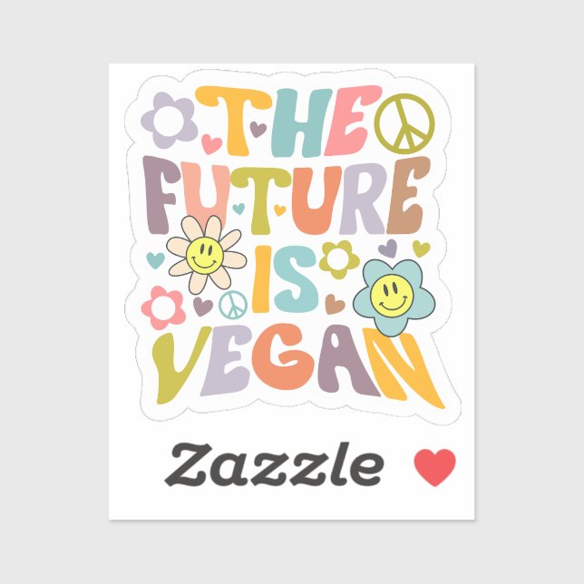 Niedlich Die Zukunft ist Vegan, Vegan Aufkleber (Blatt)