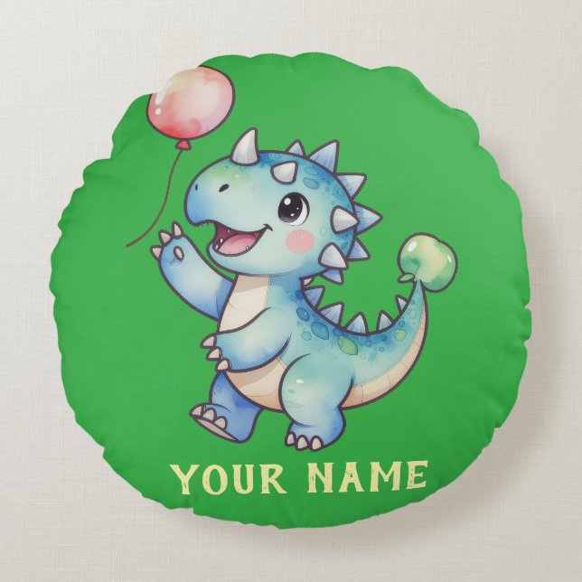 Niedlich Dino - Ankylosaurus Personalisiert Rundes Kissen (Vorderseite)