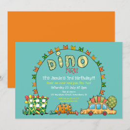 Niedlich Dino Cars Dinosaurier Grün Gelbe Jungen G Einladung