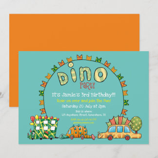 Niedlich Dino Cars Dinosaurier Grün Gelbe Jungen G Einladung