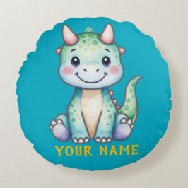 Niedlich Dino Personalisiert Rundes Kissen