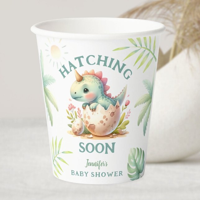 Niedlich Dino Pink Girl Dinosaur Babydusche Pappbecher (Von Creator hochgeladen)